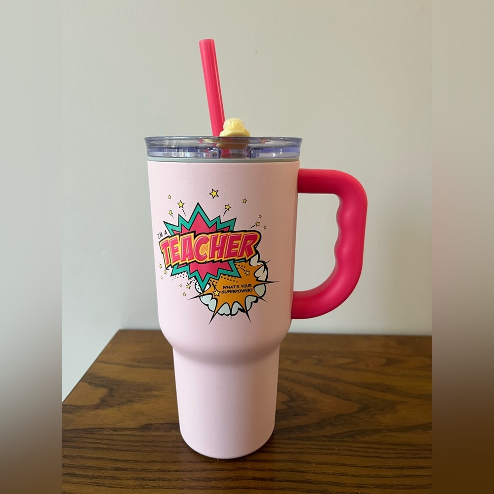 NEW | Pink Teacher Tumbler with Straw